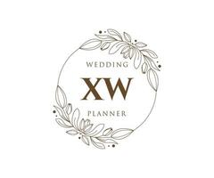 colección de logotipos de monograma de boda con letras iniciales xw, plantillas florales y minimalistas modernas dibujadas a mano para tarjetas de invitación, guardar la fecha, identidad elegante para restaurante, boutique, café en vector