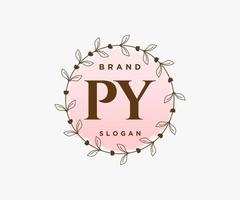 Initial PY feminine logo. Usable for Nature, Salon, Spa, Cosmetic and Beauty Logos. Flat Vector Logo Design Template Element.