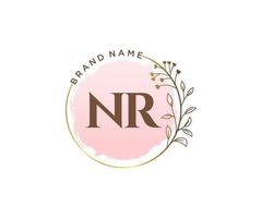 Initial NR feminine logo. Usable for Nature, Salon, Spa, Cosmetic and Beauty Logos. Flat Vector Logo Design Template Element.