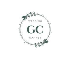 colección de logotipos de monogramas de boda con letras iniciales gc, plantillas florales y minimalistas modernas dibujadas a mano para tarjetas de invitación, guardar la fecha, identidad elegante para restaurante, boutique, café en vectores