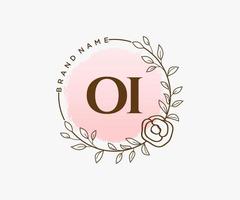 Initial OI feminine logo. Usable for Nature, Salon, Spa, Cosmetic and Beauty Logos. Flat Vector Logo Design Template Element.
