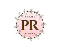 Initial PR feminine logo. Usable for Nature, Salon, Spa, Cosmetic and Beauty Logos. Flat Vector Logo Design Template Element.