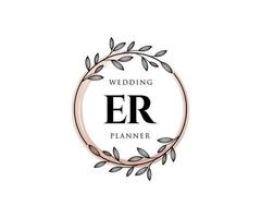 ER Initials letter Wedding monogram logos collection, hand drawn modern minimalistic and floral templates for Invitation cards, Save the Date, elegant identity for restaurant, boutique, cafe in vector