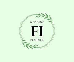 FI Initials letter Wedding monogram logos collection, hand drawn modern minimalistic and floral templates for Invitation cards, Save the Date, elegant identity for restaurant, boutique, cafe in vector