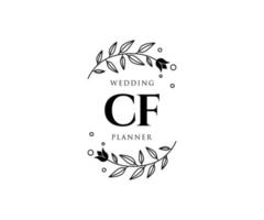 CF Initials letter Wedding monogram logos collection, hand drawn modern minimalistic and floral templates for Invitation cards, Save the Date, elegant identity for restaurant, boutique, cafe in vector
