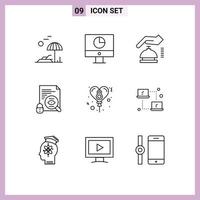 9 Universal Outlines Set for Web and Mobile Applications balloon security payments search security Editable Vector Design Elements