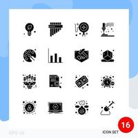 Modern Set of 16 Solid Glyphs and symbols such as education color shopping back to school plastic Editable Vector Design Elements