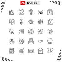 25 iconos estilo de línea cuadrícula basada en símbolos de contorno creativo para el diseño de sitios web signos de icono de línea simple aislados en fondo blanco conjunto de 25 iconos vector