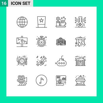 Mobile Interface Outline Set of 16 Pictograms of easter science top hat molecule chemistry Editable Vector Design Elements