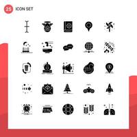 25 Thematic Vector Solid Glyphs and Editable Symbols of fan toy help pin location Editable Vector Design Elements