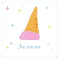 Hand drawn inverted fallen melted ice cream. Doodles vector