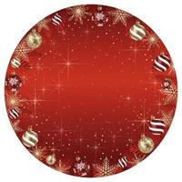 Abstract Vector Round Frame Illustration With Christmas Balls And Luminous Red Background Isolated On A White Background.