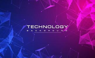 banner de tecnología digital concepto de fondo azul rosa con efecto de luz de tecnología, tecnología abstracta, datos futuros de innovación, red de Internet, big data ai, conexión de puntos de líneas, vector de ilustración