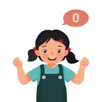 Cute little girl counting with finger showing number zero with hand gesture vector