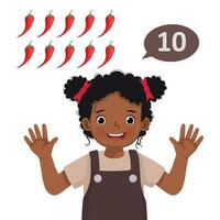 Cute little African girl counting with finger showing number ten with hand gesture vector