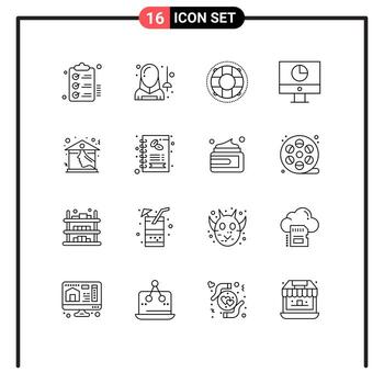 conjunto de 16 iconos de interfaz de usuario modernos signos de símbolos para elementos de diseño vectorial editables vector