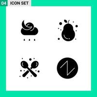 Pack of 4 Solid Style Icon Set Glyph Symbols for print Creative Signs Isolated on White Background 4 Icon Set vector