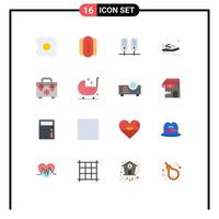 16 iconos creativos, signos y símbolos modernos de la bolsa del servidor de construcción de bebés que ejecutan un paquete editable de elementos de diseño de vectores creativos