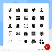 25 Universal Solid Glyphs Set for Web and Mobile Applications head favorite care ecommerce e Editable Vector Design Elements