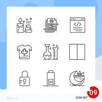 Modern Pack of 9 Icons Line Outline Symbols isolated on White Backgound for Website designing vector