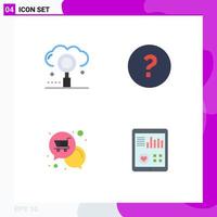 Set of 4 Commercial Flat Icons pack for cloud notification optimization help shop Editable Vector Design Elements