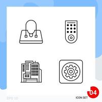 Modern Pack of 4 Icons Line Outline Symbols isolated on White Backgound for Website designing vector