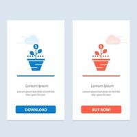 Growth Business Care Finance Grow Growing Money Raise  Blue and Red Download and Buy Now web Widget Card Template vector