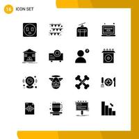 Modern Set of 16 Solid Glyphs and symbols such as bank savings vacation safe profile Editable Vector Design Elements