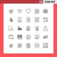 Group of 25 Lines Signs and Symbols for recreation game heart chess report Editable Vector Design Elements