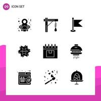 Glyph Icon set Pack of 9 Solid Icons isolated on White Background for responsive Website Design Print and Mobile Applications vector