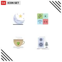 Flat Icon Pack of 4 Universal Symbols of moon process night design coffee Editable Vector Design Elements