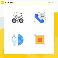 4 Universal Flat Icons Set for Web and Mobile Applications bicycle internet gym phone person Editable Vector Design Elements