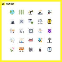 Pictogram Set of 25 Simple Flat Colors of hotel position wheat money business Editable Vector Design Elements