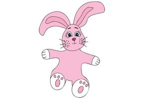 Painted pink rabbit with white paws, designed for New Year, Christmas, cards, clothes and fabric printing, printing and can be used in various occasions vector