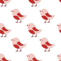 Christmas seamless pattern with cute bullfinch. Holiday winter square pattern. White background. Cute illustration. Winter New Year wallpaper vector