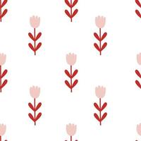 Seamless Pattern with stylized Christmas botany. Holiday winter square pattern. White background. Cute illustration. Winter wrapping paper vector