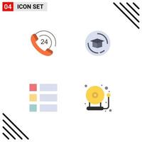 Mobile Interface Flat Icon Set of 4 Pictograms of call image support graduation school Editable Vector Design Elements