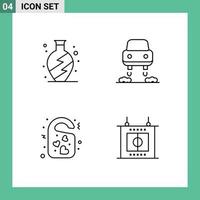 Mobile Interface Line Set of 4 Pictograms of home wedding car tag football Editable Vector Design Elements