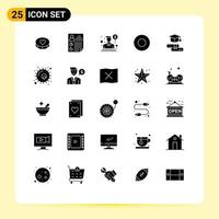 Modern Set of 25 Solid Glyphs and symbols such as cap service user hotel salesman Editable Vector Design Elements