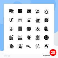 25 Universal Solid Glyph Signs Symbols of present grow drawing green agriculture Editable Vector Design Elements