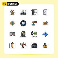 Universal Icon Symbols Group of 16 Modern Flat Color Filled Lines of focus iphone css android smart phone Editable Creative Vector Design Elements