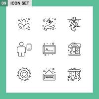 9 Thematic Vector Outlines and Editable Symbols of frame human leak device avatar Editable Vector Design Elements