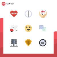 9 Universal Flat Colors Set for Web and Mobile Applications emojis garbage soldier environment safe Editable Vector Design Elements