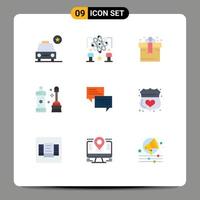 Pack of 9 creative Flat Colors of message tool atom equipment bathroom Editable Vector Design Elements