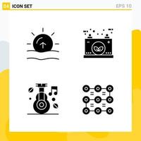 Collection of 4 Universal Solid Icons Icon Set for Web and Mobile vector