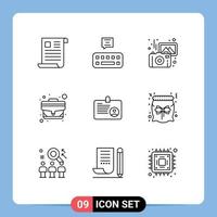 9 Universal Outlines Set for Web and Mobile Applications card office bag images office bag Editable Vector Design Elements