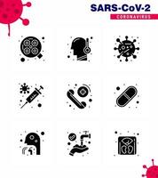 9 Solid Glyph Black coronavirus epidemic icon pack suck as  emergency virus bacteria vaccine flu viral coronavirus 2019nov disease Vector Design Elements