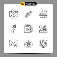 9 Black Icon Pack Outline Symbols Signs for Responsive designs on white background 9 Icons Set vector