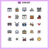 25 Universal Filled line Flat Colors Set for Web and Mobile Applications date yacht develop vehicles sail Editable Vector Design Elements