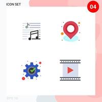 Modern Set of 4 Flat Icons and symbols such as music point song location fix Editable Vector Design Elements